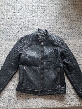 GUESS Black Faux Leather Jacket - Classic Label